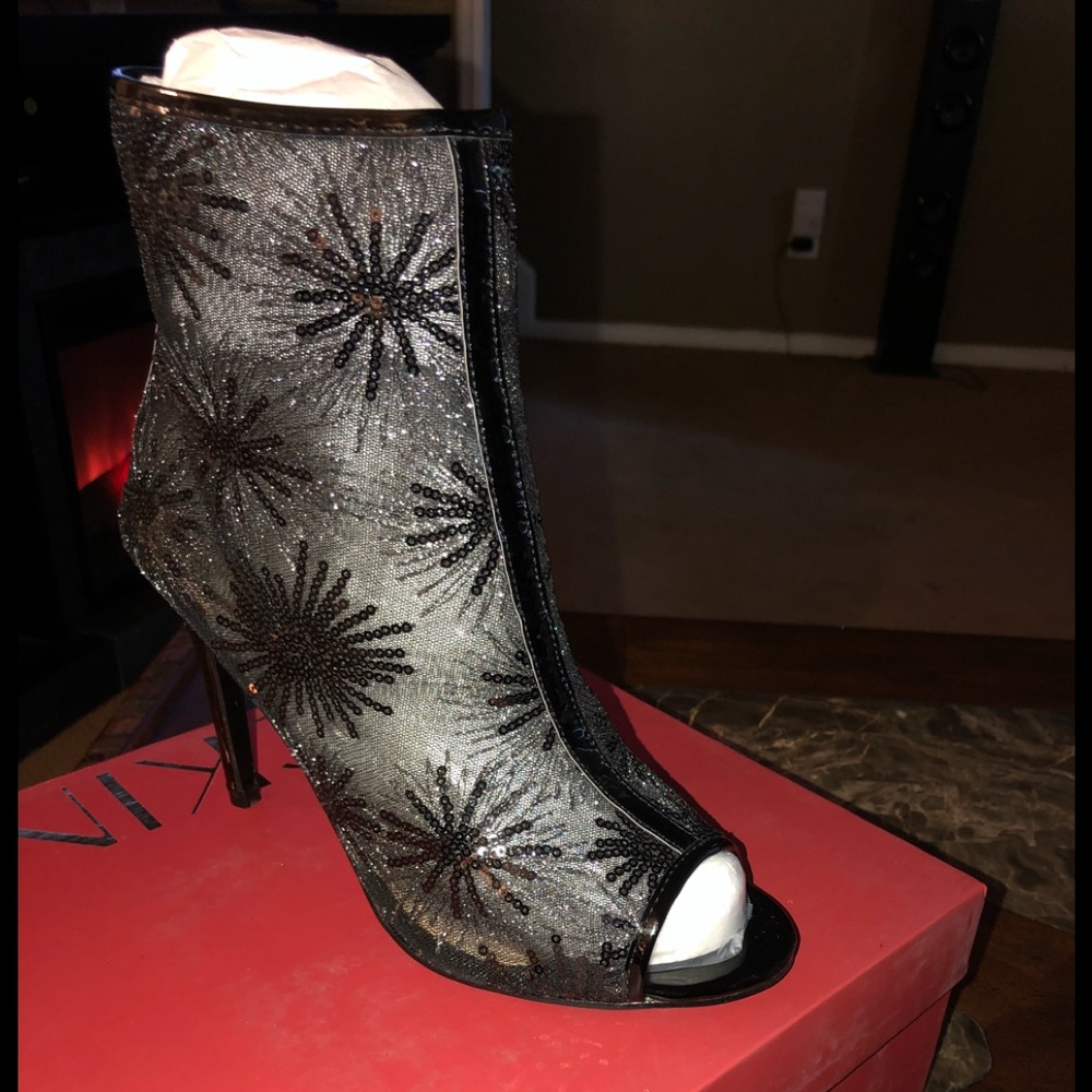 Black Peep Toe Bootie